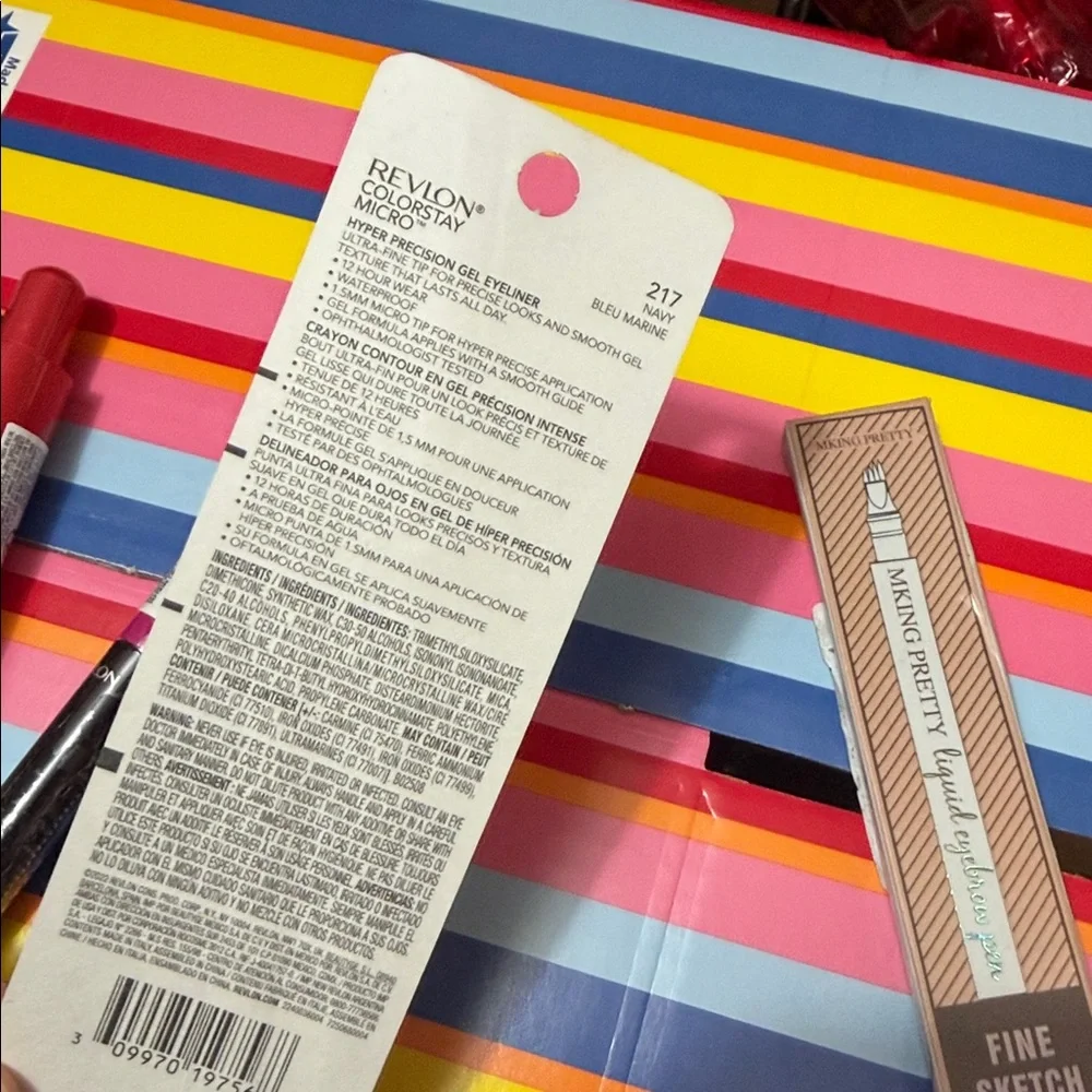 5 Pcs Revlon Liquid‎ Lipsticks and Lip Oil Bundle Eyeliner Eyebrow